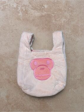 Pink fur bape tote bag
